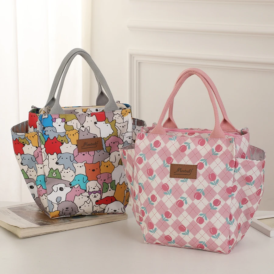 

Fashion multi-functional travel handbag large capacity printed handbag hand-held hot meal bento bag travel storage bag