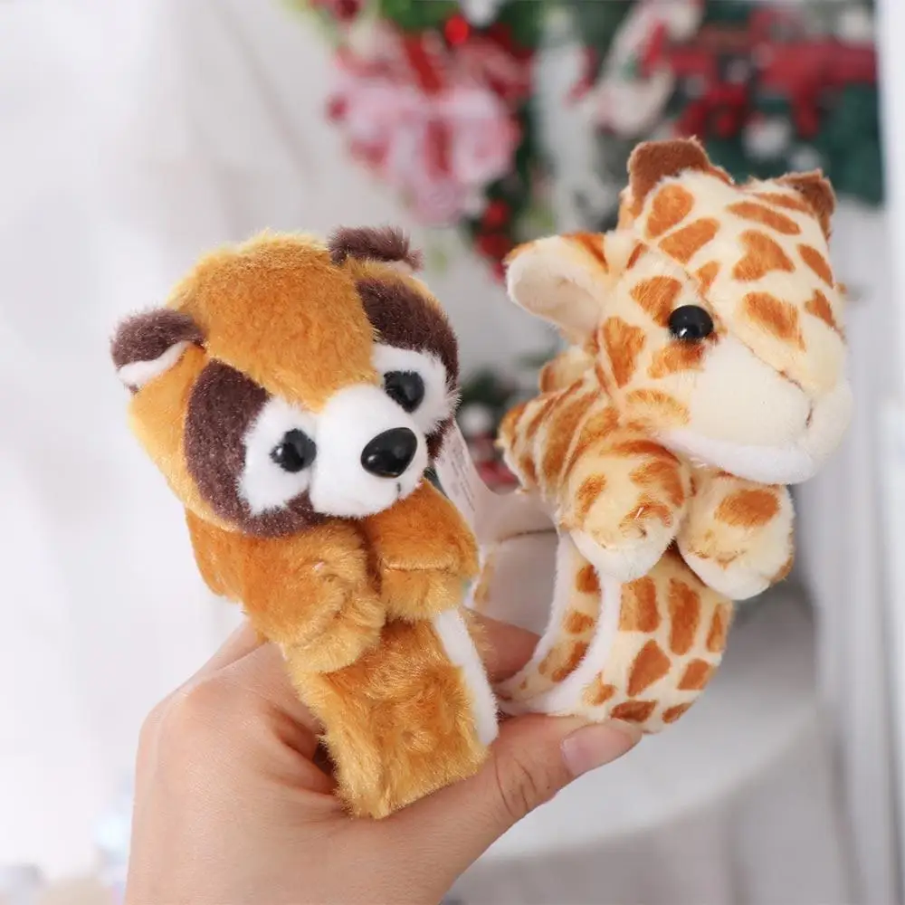 Jungle Animal Stuffed Animal Wristband Clap Circle Panda Tiger Cartoon Slap Bracelet Plush Toy Comfortable Party Supplies