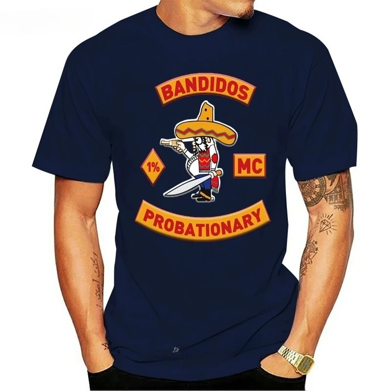 MC Fashion Bandidos Worldwide رجل أسود تي شيرت يدعم Bandidos المحلي الخاص بك قصيرة الأكمام عادية تي شيرت طباعة ملابس علوية من القطن