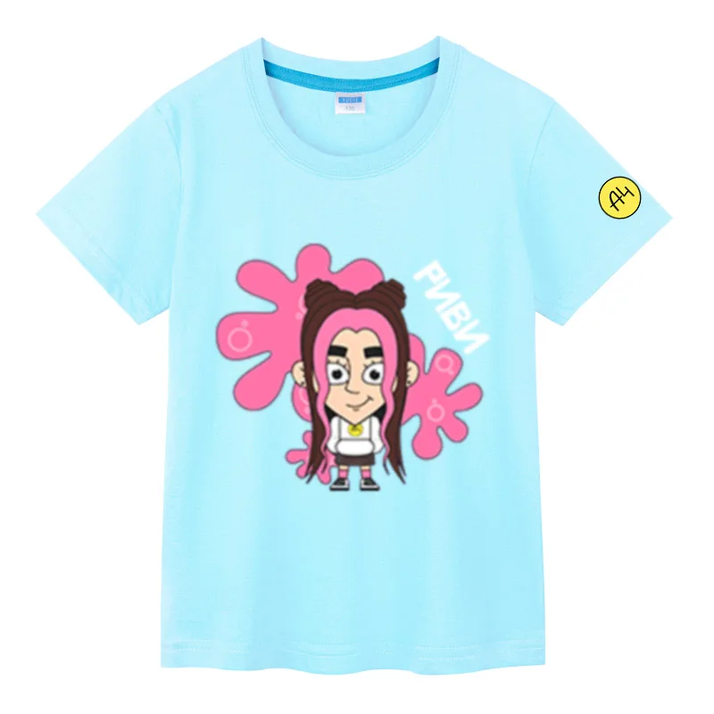 Футболка А4 RIVI PINK New Cute А4 Риви Print Summer Cotton Children T-shirt Short Sleeves Girl T Shirt Casual Clothing