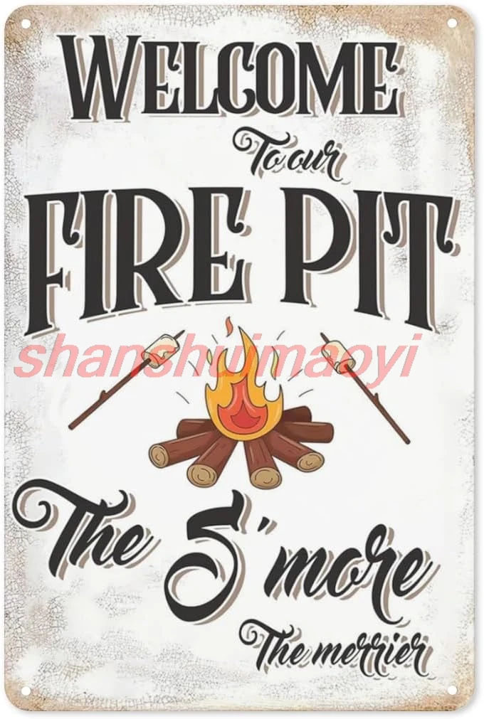 Funny Vintage Metal Sign Welcome To Our Fire Pit The Smore The Merrier Tin Signs Country Kitchen Wall Art Decor For Home Ro ALI