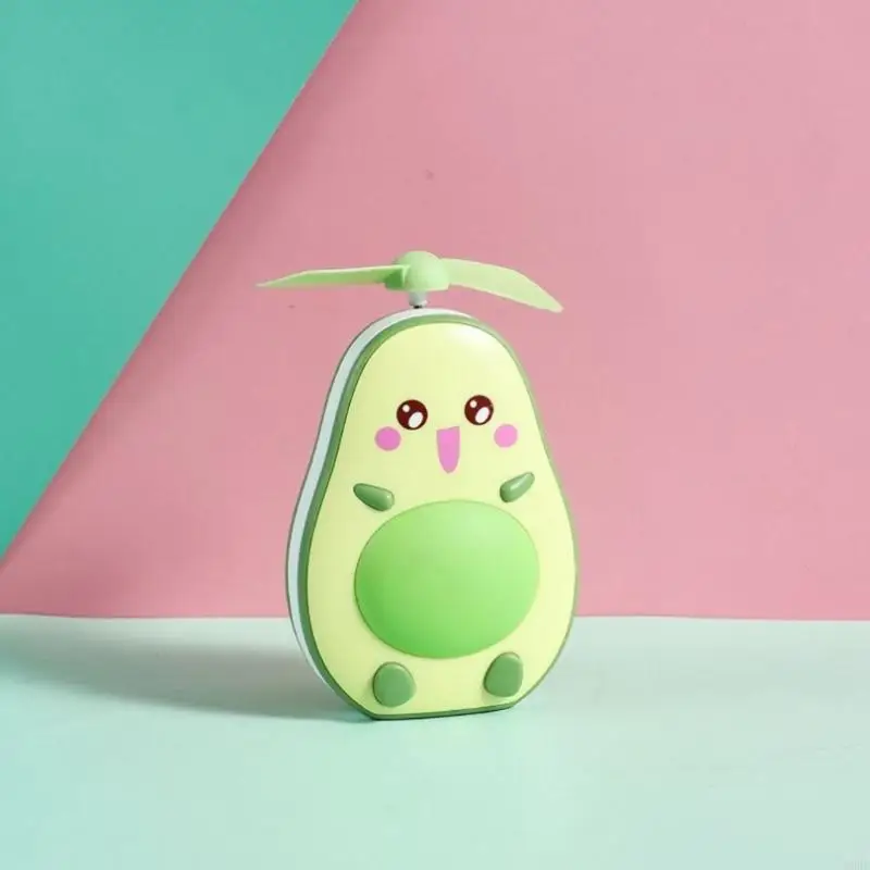 U0DE Makeup Mirror and Fan 2 in 1 Integrated Avocado Shaped Practical Portable