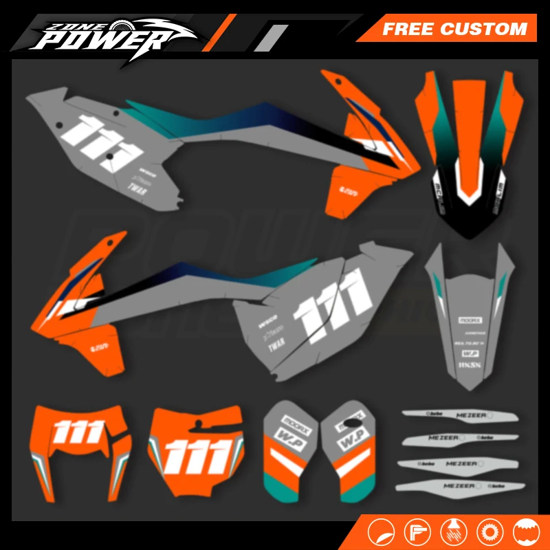 

Powerzone Custom Team Motorcycle Graphics Backgrounds Decal Stickers Kits for KTM SX SXF 2016-2018 EXC XCW 2017-2019 125- 500cc