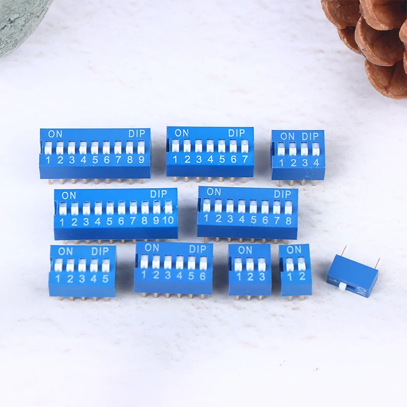 10Pcs Slide Type Switch Module 1 2 3 4 5 6 7 8 10Pin DIP Switch Kit 2.54mm Toggle Switch Blue Snap Switches
