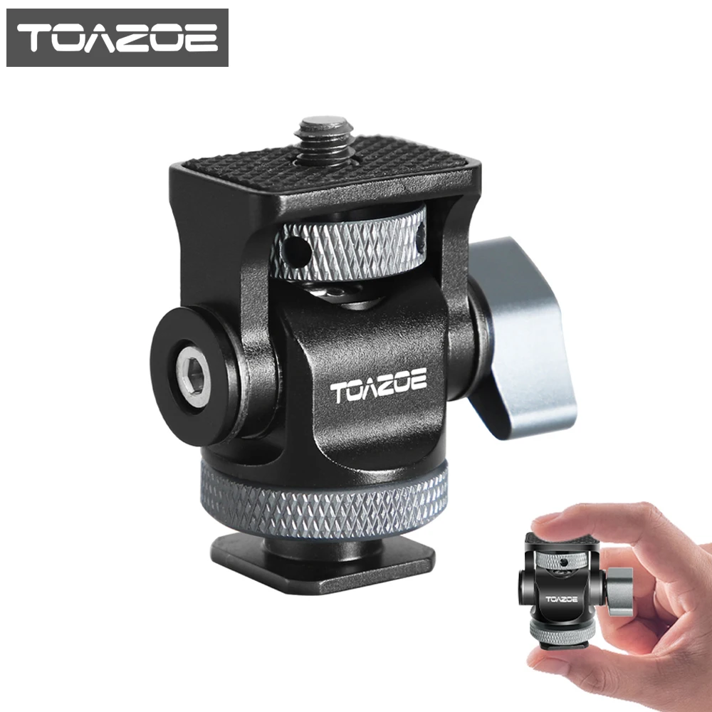 TOAZOE DSLR Camera Clamp Swivel and Tilt Adjustable Monitor Mount w/ Cold Shoe Base for Monitor Flash Light DIY Attachment