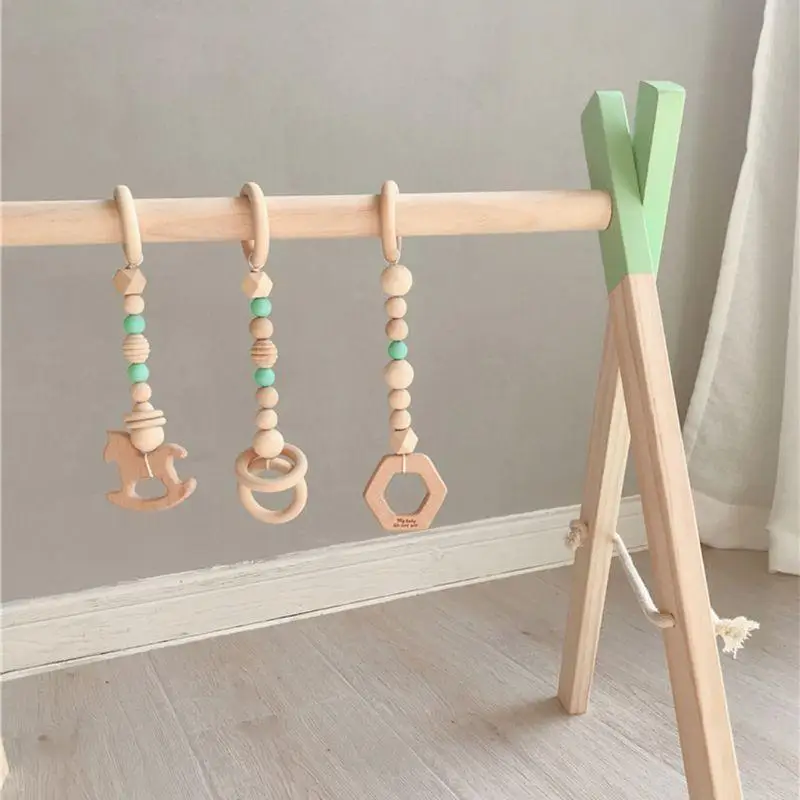 E06f Nordic Prosty drewniany nowonarodzony dziecięcy stojak na fitness Dzieci sensory