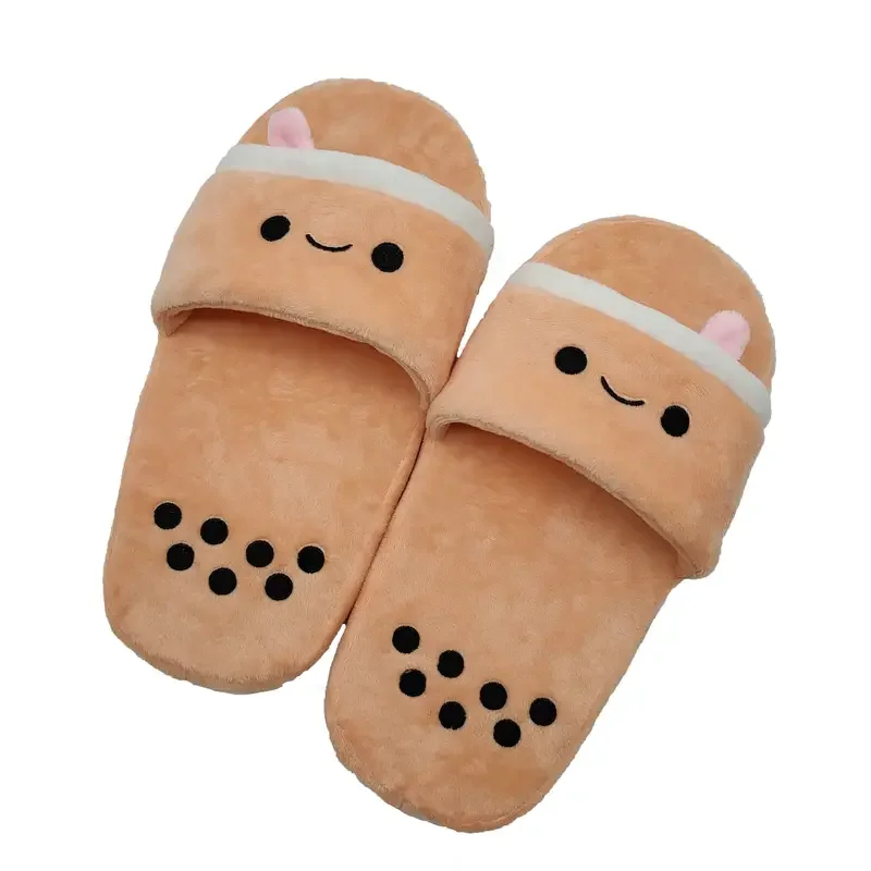 Cute Creative Cartoon Slippers Milk Tea Cup Couple Cotton Winter Indoor Warm And Comfortable Non-Slip Slip-On Slippers