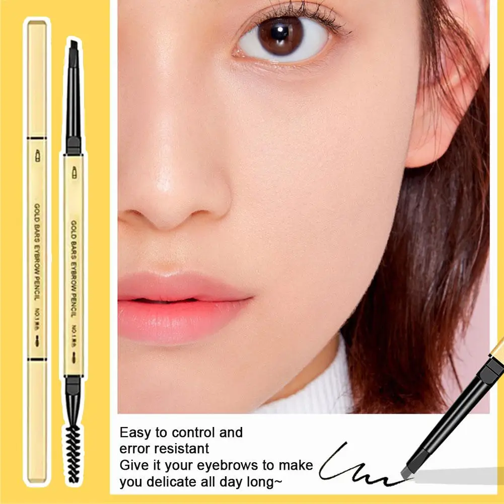ماكياج طبيعي مزدوج رؤساء قلم الحواجب ، قلم مقاوم للماء ، فرش طويلة الأمد ، وير سهلة ، 5 ألوان ، D2B5