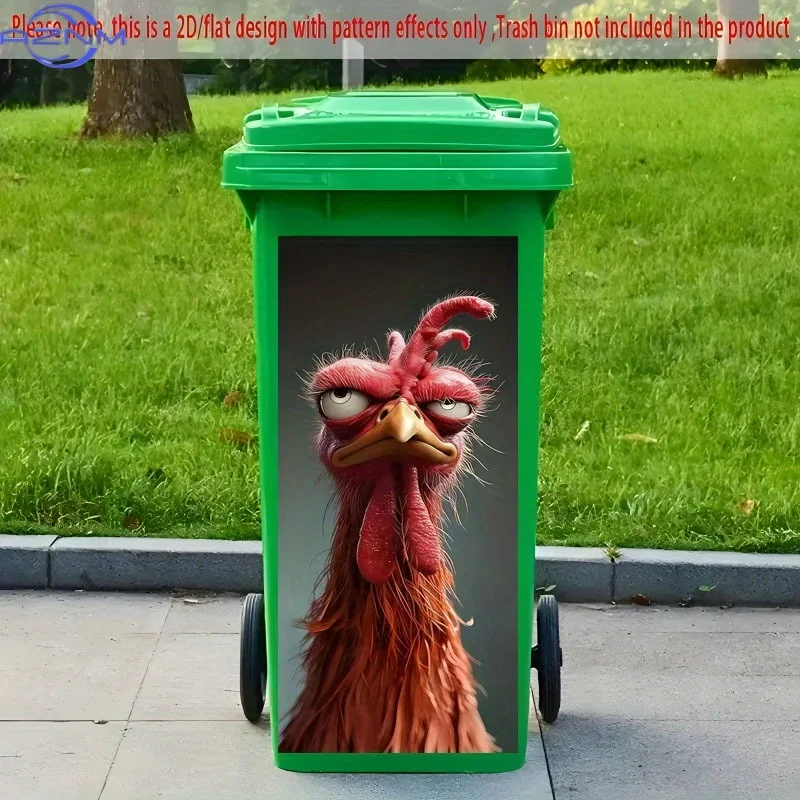 1pc 2D Flat Self Adhesive Garbage Bin Decal, Cute Pet Design Trash Can Sticker, Removable Decor Sticker for Household Waste Buck