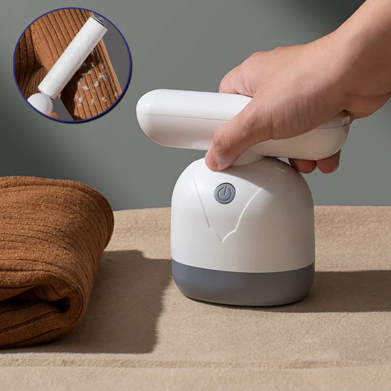 2in1 Electric Lint Remover Rotatable Handle Built-In Detachable Lint Roller Portable Hairball Trimmer Fabric Removal Shaver