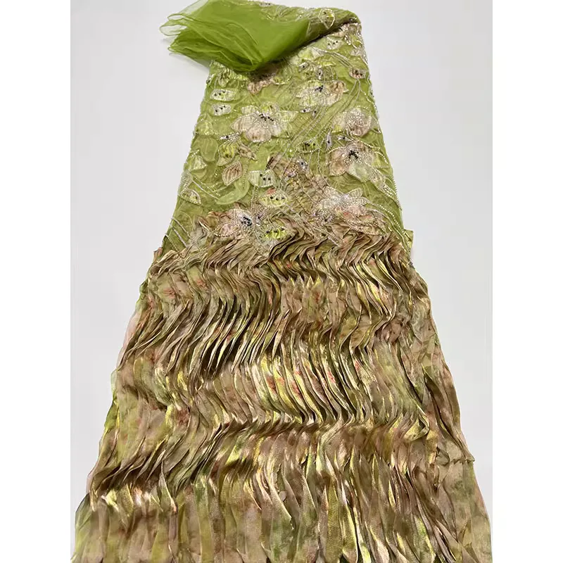 

2yard Embroidered with sequins and beaded flowers embroidery tela New soft mesh fabric Wedding Dress cheongsam diy sewing fabric