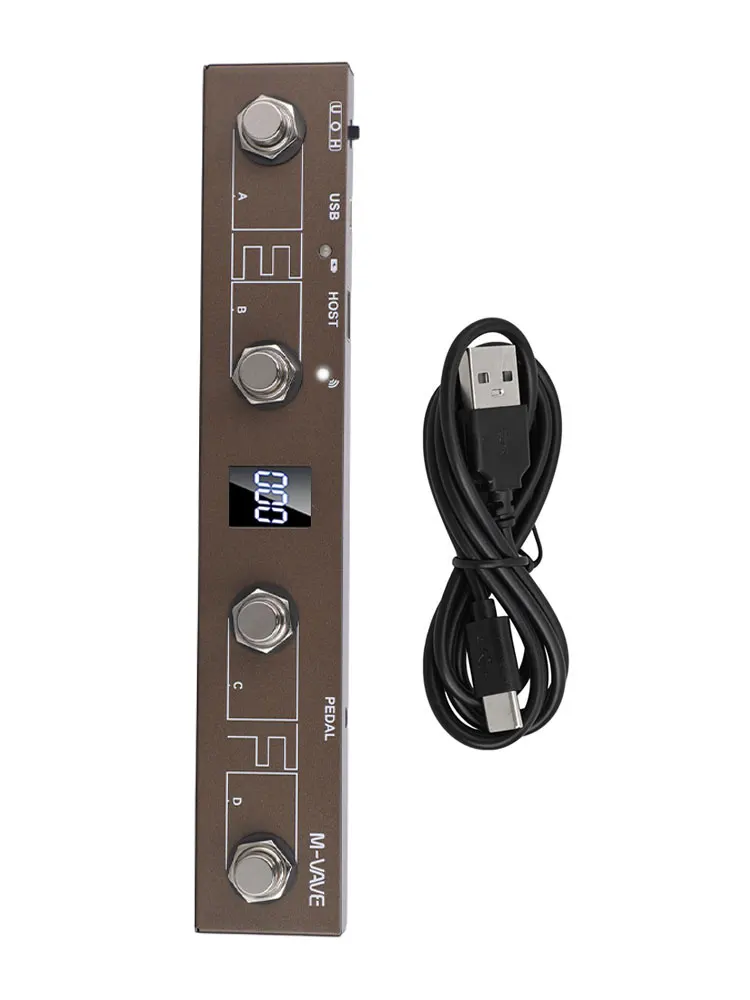 قابلة لإعادة الشحن عبر USB لـ MVAVE Chocolate Plus لوحدة تحكم MIDI Footswitch مع 4 أزرار لمجموعات لوحة المفاتيح المخصصة