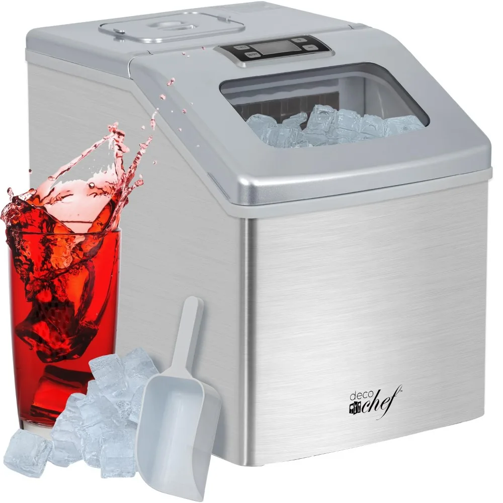 

Countertop Ice Maker 40LB/24H,24 Full Cubes Every 15 Minutes, Adjustable Size,Digital Control and Timer,Self-Cleaning,Ice Maker.