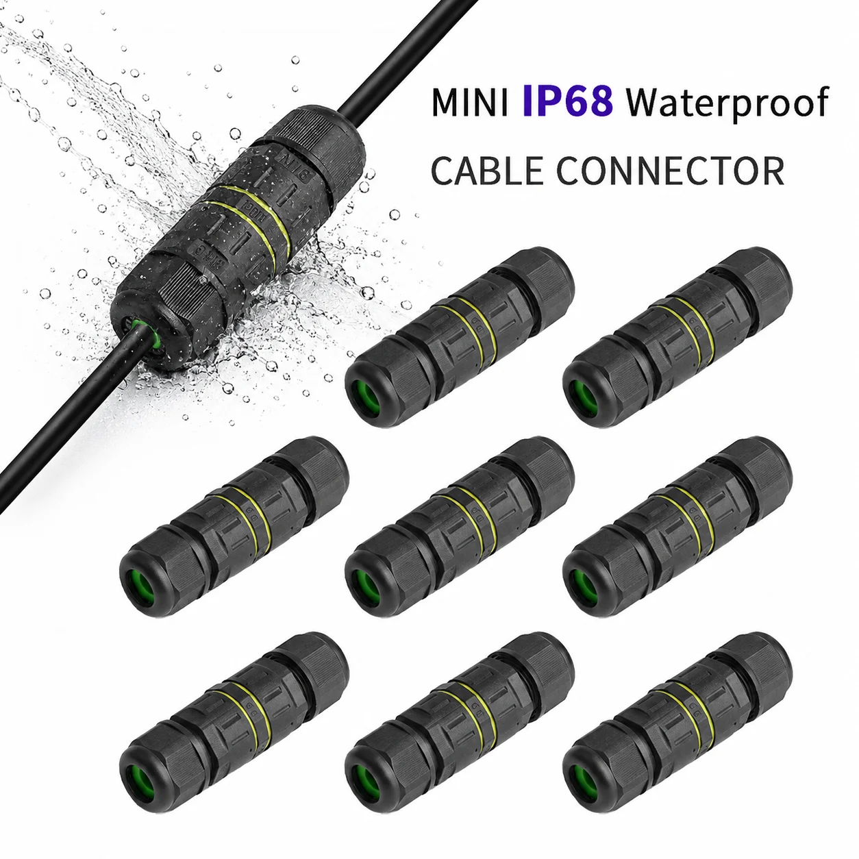 IP68 Mini Wasserdichter Elektrischer Kabelverbinder M16 2/3-polig Inline-Kabelverbindung 32A 300V 0,5-2,5mm² 3-8mm für Außenbeleuchtung