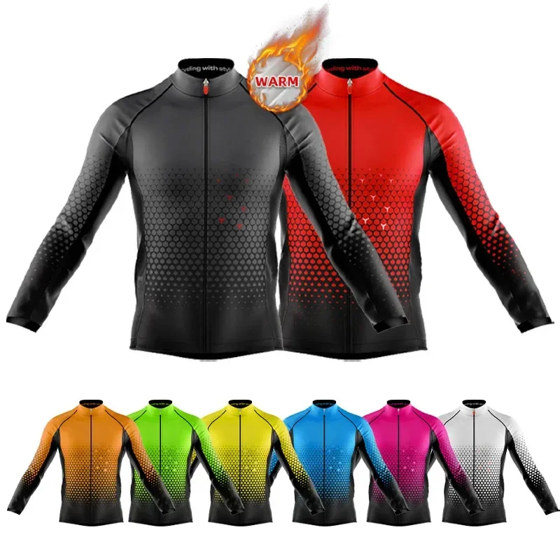 

Winter Team 2023 Long Sleeves Cycling Clothing Men Racing Cycling Suits Warm Fleece Jersey Set Triathlon Mountian cycling jacket