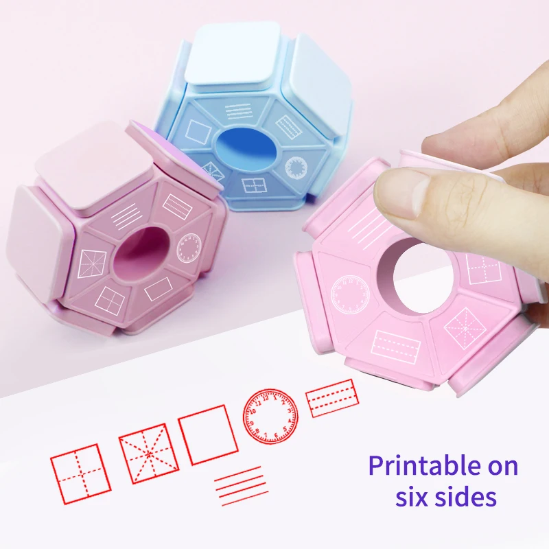 Six-Side Seal Stamp Kids Educational Stamper Early Education Seal Stamp Teachers' Teaching Seal Children'S Pinyin Revised Seal