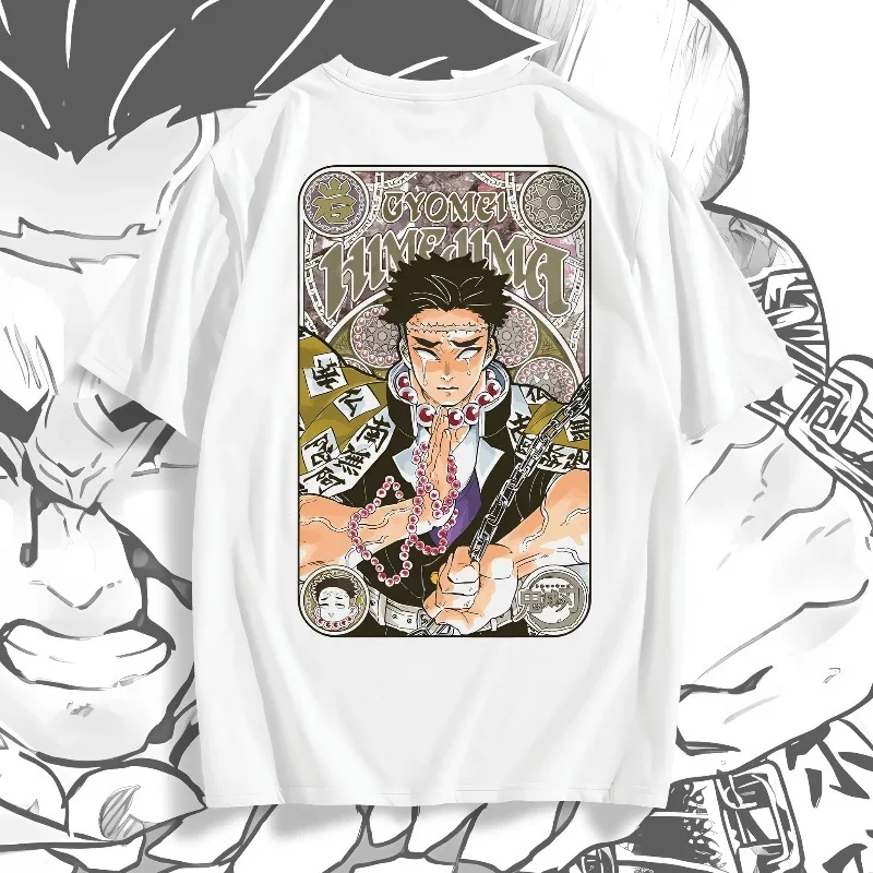 Summer Men's Women’s T-shirts Japanese Anime Demon Slayer Himejima Gyomei Graphic Clothing Harajuku Y2K Oversized Cotton Tops