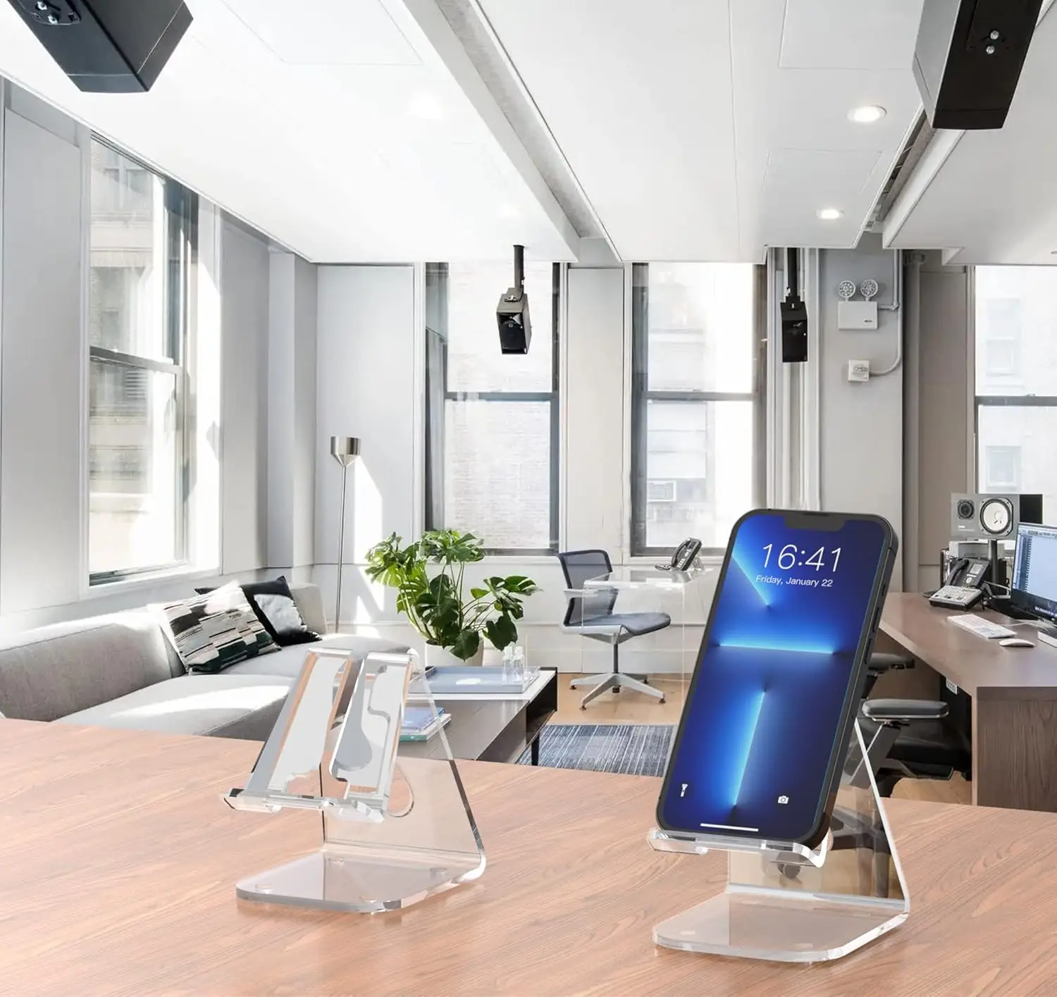 Acrylic Cell Phone Holder/Stand, Clear Compatible with 4-10'' iPhone series , Android Smartphone, Office Supplies/