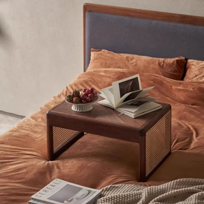 Japanese Style Coffee Tables Solid Wood Rattan Tea Drinking Low Table Living Room Bedroom Side Tables Bay Window Laptop Stand