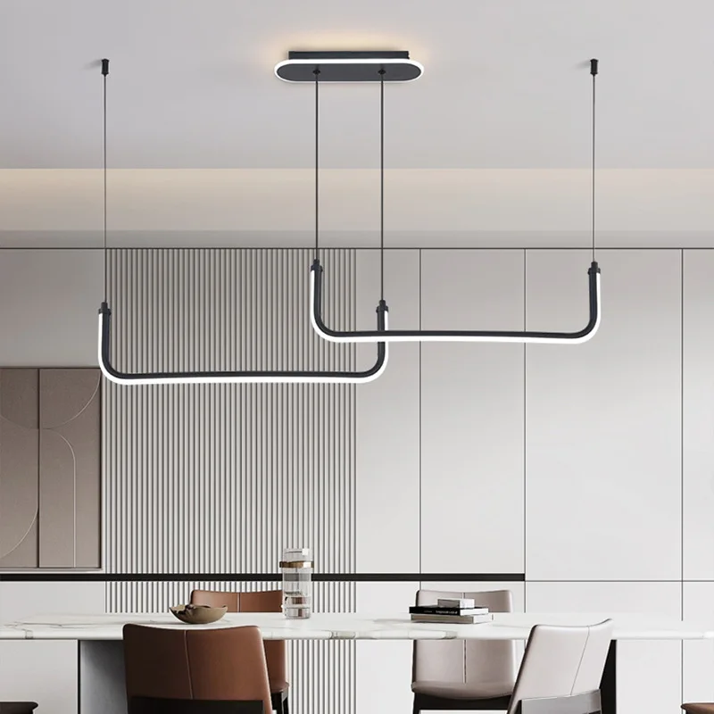 

Dining room chandelier Nordic minimalist strip bar light minimalist creative office modern dining room dining table chandelier