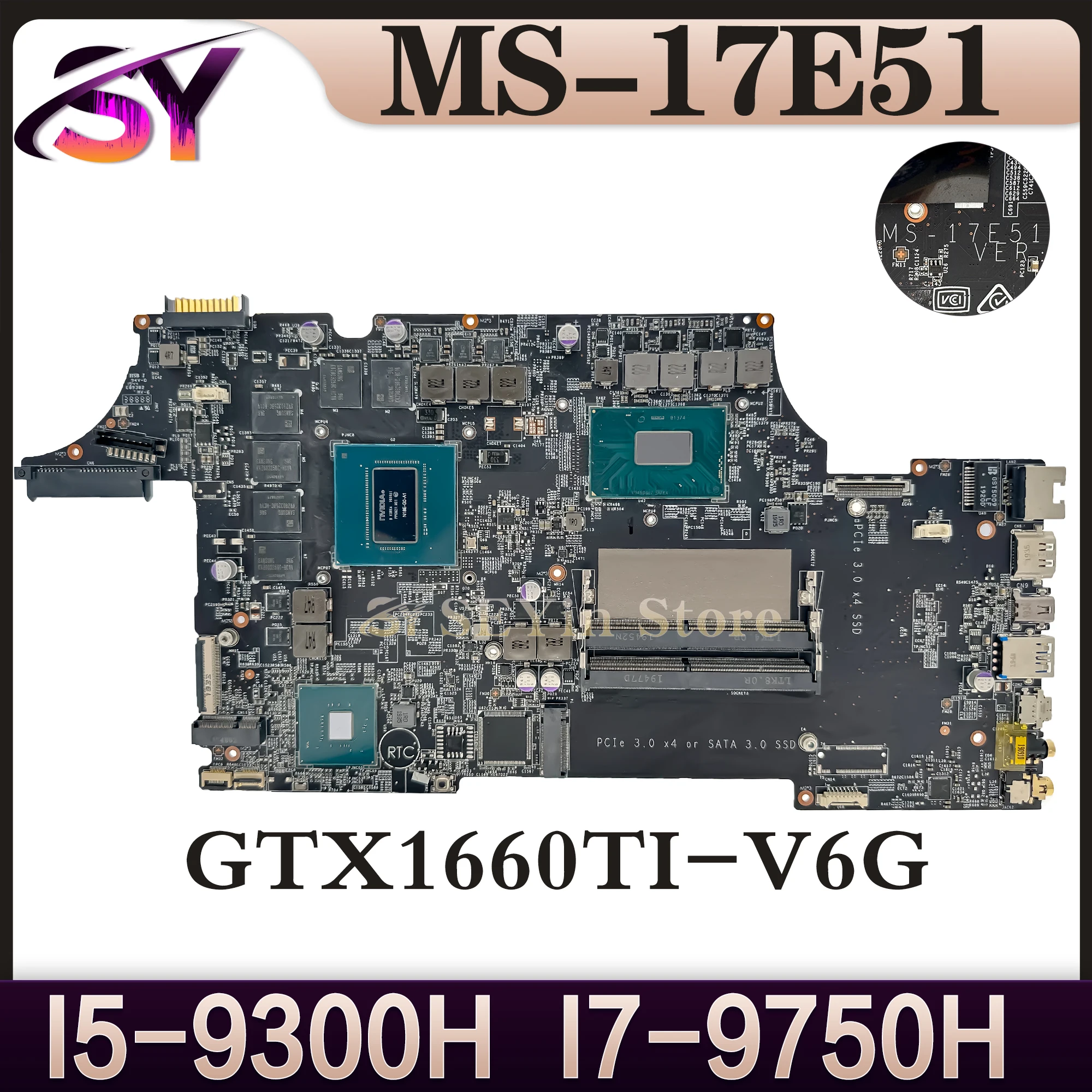 MS-17E51 Mainboard For MSI GL75 9SD MS-17E51 Modern  Laptop Motherboard I5-9300H GTX1660TI  100% Working