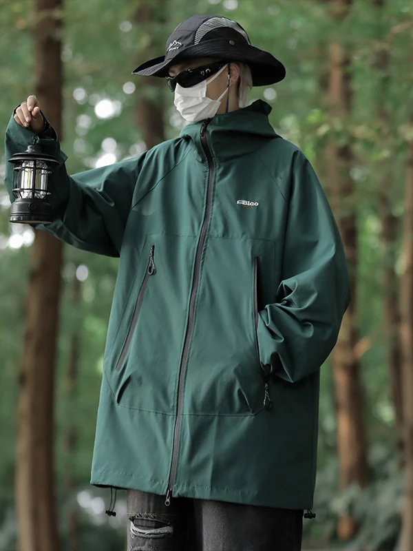 

Мужская водонепроницаемая куртка-ветровка свободного кроя, легкая, для весны и осени, повседневная, спортивная, с двойным слоем, длинными рукавами и капюшоном