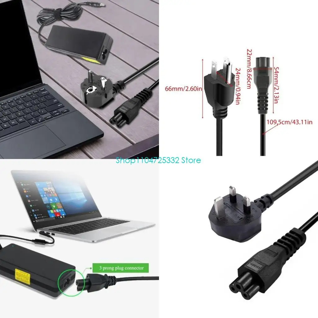 P5EA Power Cord 3Pin Prong Cloverleaf Cable for Laptop Notebook Power Supply Adapter 1.2m 4ft