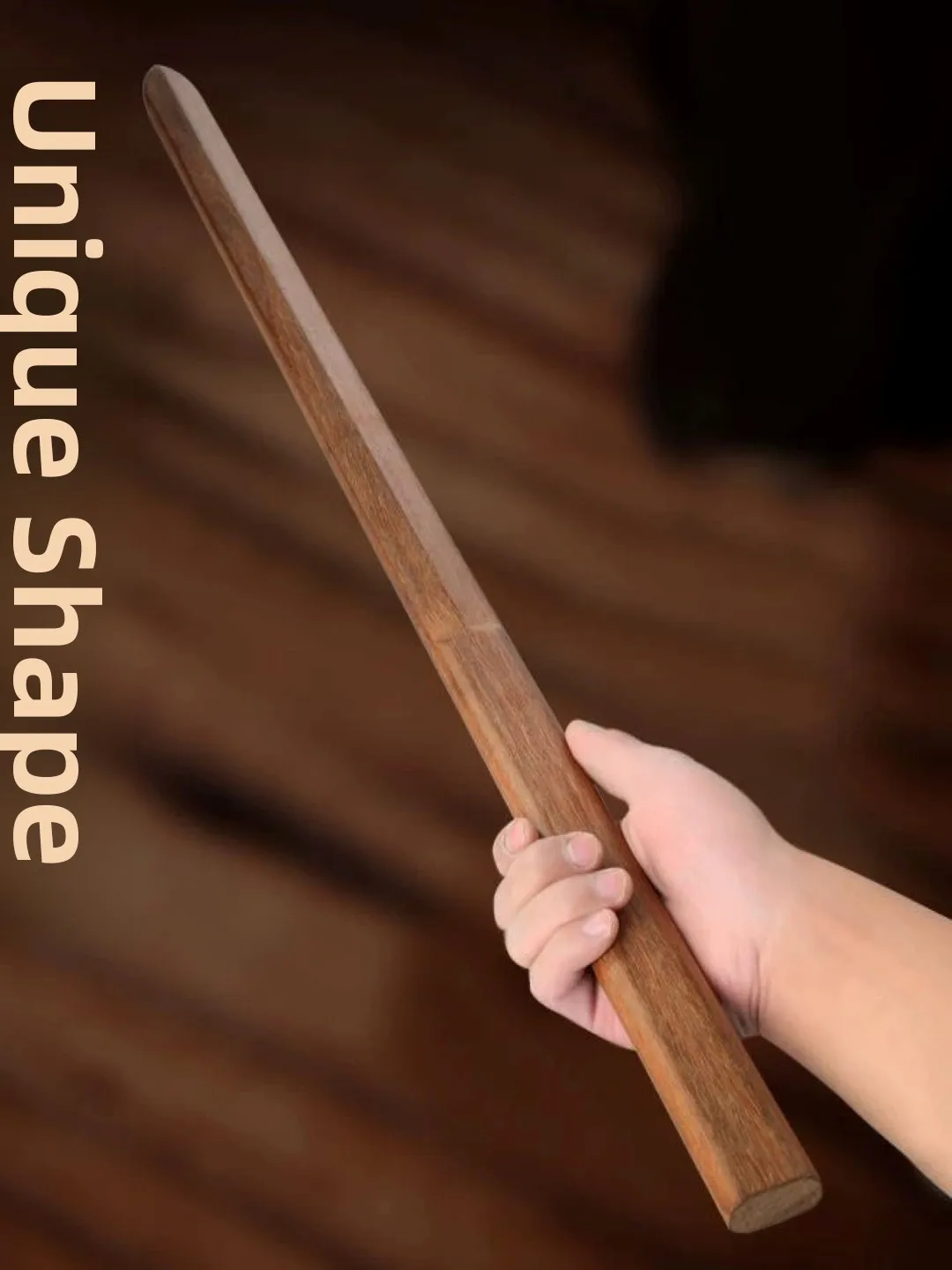 厚みのある重い蟻の木一体型剣棒 本物の木製片手剣 両手剣 武道練習用