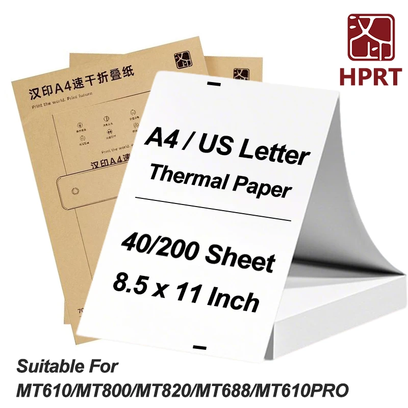 HPRT Folded A4 Thermal Paper Continuous 210mm Width Quick-Dry Thermal Printing Paper For MT610/MT610pro Portable Thermal Printer