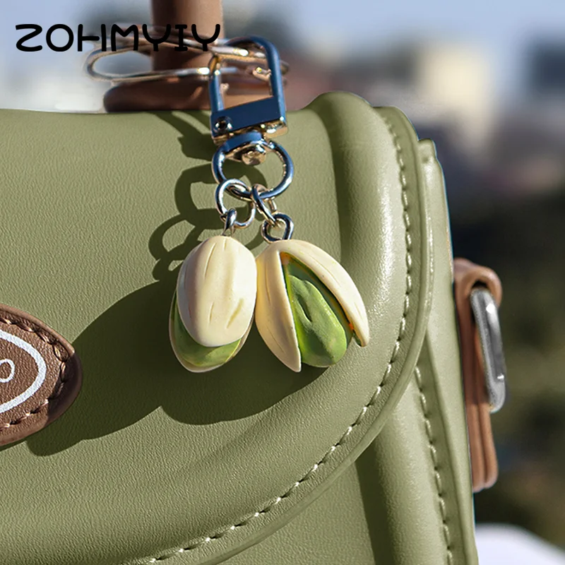 1:1 Pistachio Keychain Creative Food Series Personality Backpack Pendant Cute Lady Pendant Trinket Simulation Food