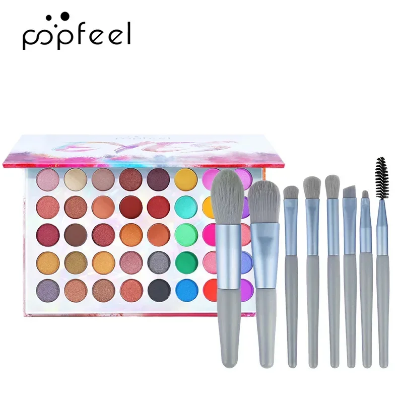 Best-Selling Popfeel Makeup 40 Color Glitter Eye Shadow Palette Make Up Minerals Eyeshadow Pallete+8Pcs/Sets Brush Gifts Women