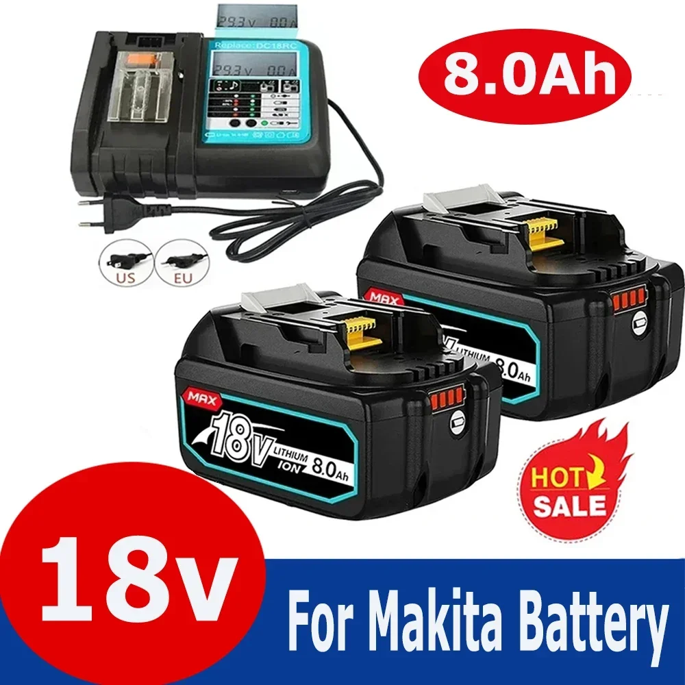 

Литий-ионная аккумуляторная батарея Makita 18 В 8,0 Ач для электроинструмента Makita, аккумуляторы 18 В BL1840 BL1850 BL1830 BL1860B LXT 400 + зарядное устройство