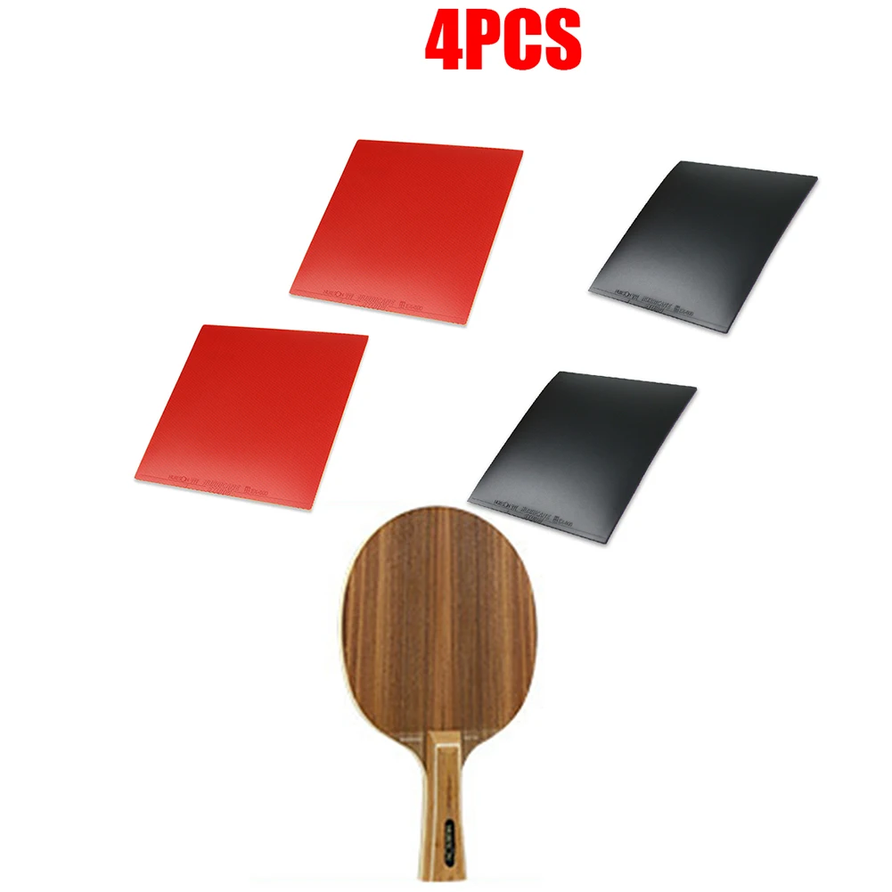 4pcs 탁구 라켓 스폰지 반응기 Corbor Pips-In 2.2mm 오래 지속되는 패들 매트가있는 역방향 고무 Sleeveping-pong 고무