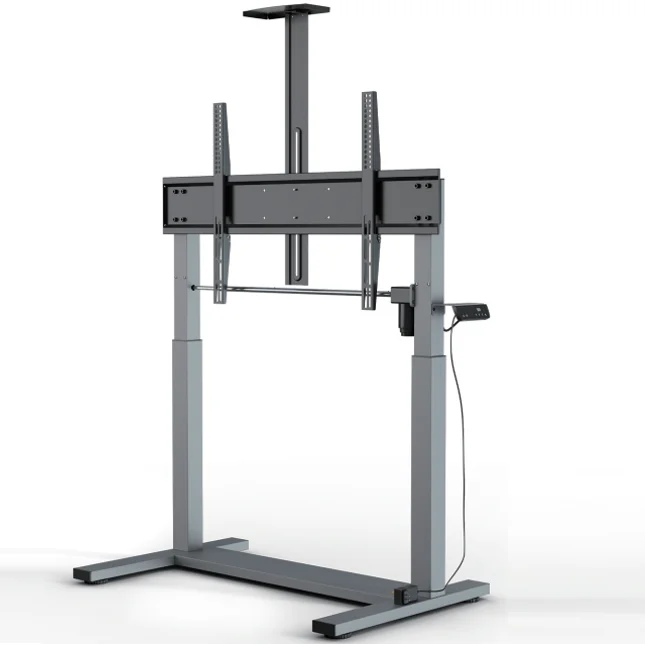 Economical Model Steel Electric TV Cart Electrical TV Stand Height Adjustable Mobile TV Trolley with Shelf Loading 100kg CARTS