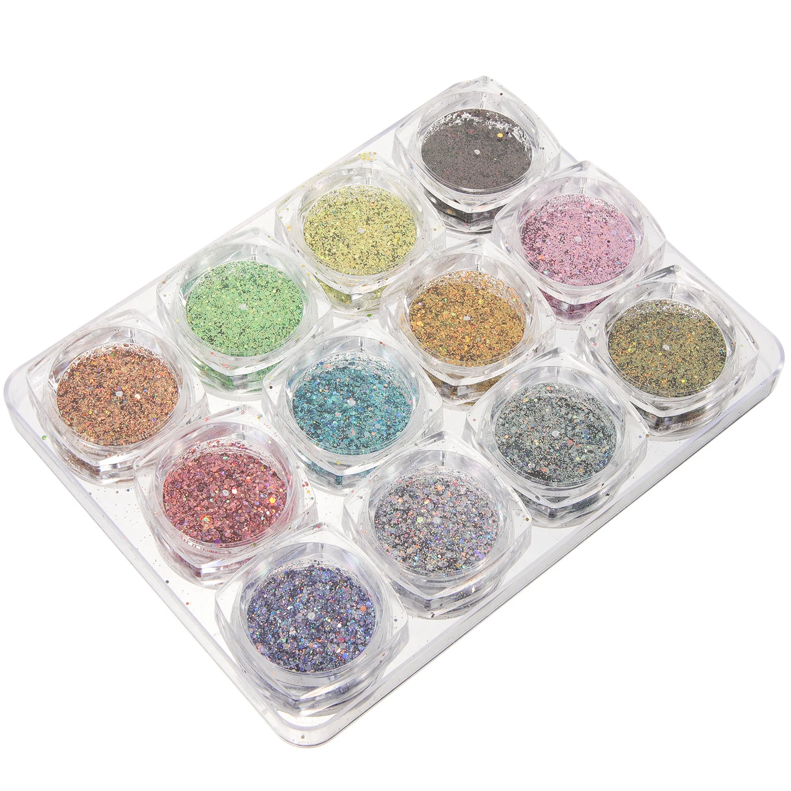 12箱入りネイルグリッターシーケン、カラフルなチャンキーグリッター、ネイルアート、アクリルネイル、DIYデコレーション、顔、体、フェスティバル、クラフト用