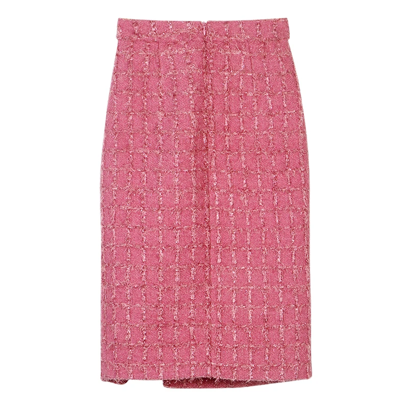 New fashionable and elegant celebrity round neck single-breasted small fragrant jacket + slim casual skirt suit