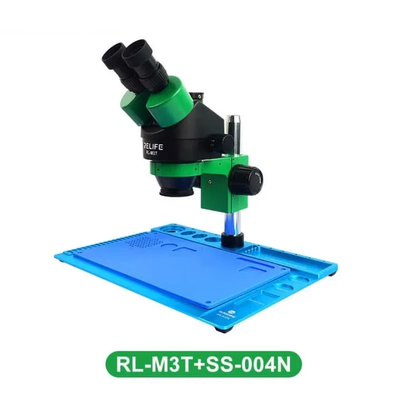 RELIFE RL-M3T-004N مجهر ستيريو + SS-033 مصدر الضوء + 0.5CTV محول + M-17 التحكم باللمس 4K HD كاميرا لإصلاح الهاتف المحمول