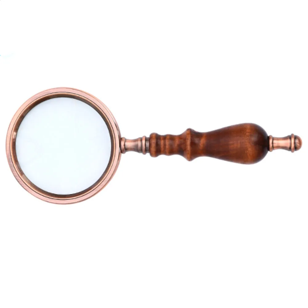 Ручная лупа с деревянной ручкой, винтажная лупа, портативная ретро-лупа с ручкой и подарочной коробкой