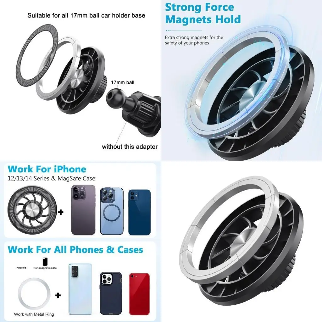 

652F Cellphone Holder Car Vents Dashboard Windshield Mount Base for Magsafing 14/15 Series 360°Rotate Phone Holder