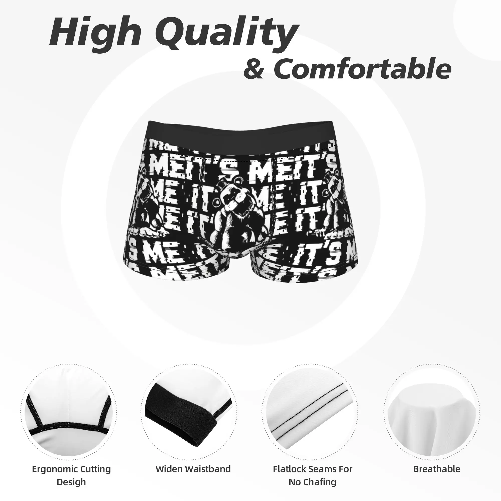 Homens FNAF At Freddys Roupa Interior Longa Humor Boxer Briefs Shorts Calcinhas Masculinas Cuecas Macias