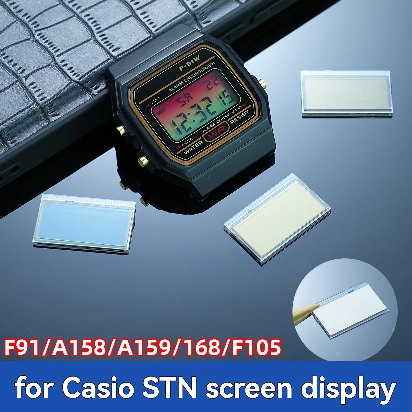 Pantalla LCD STN de alto contraste, piezas de modificación de pantalla, kit de pantalla de reloj HD transparente para Casio F-91W F-105 A158 A159 A168