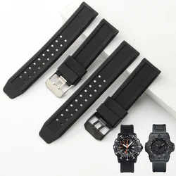 Men Black Rubber Watch Band for Luminox Silicone Strap 3051 8800 3080 1820 7251 3050 Watch Strap 20 22 23mm