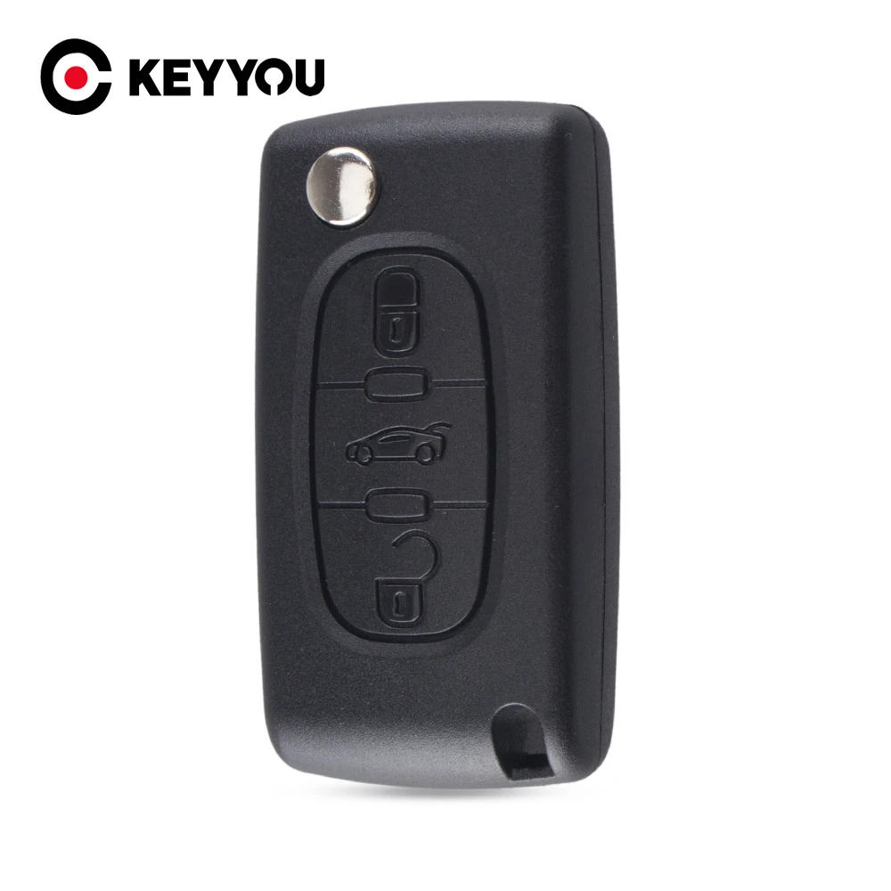 KEYYOU 3 Buttons Flip Remote Uncut Blade Remote Car Key Case Cover Shell Fob for CITROEN C2 C3 C4 C5 C6 Light Symbol