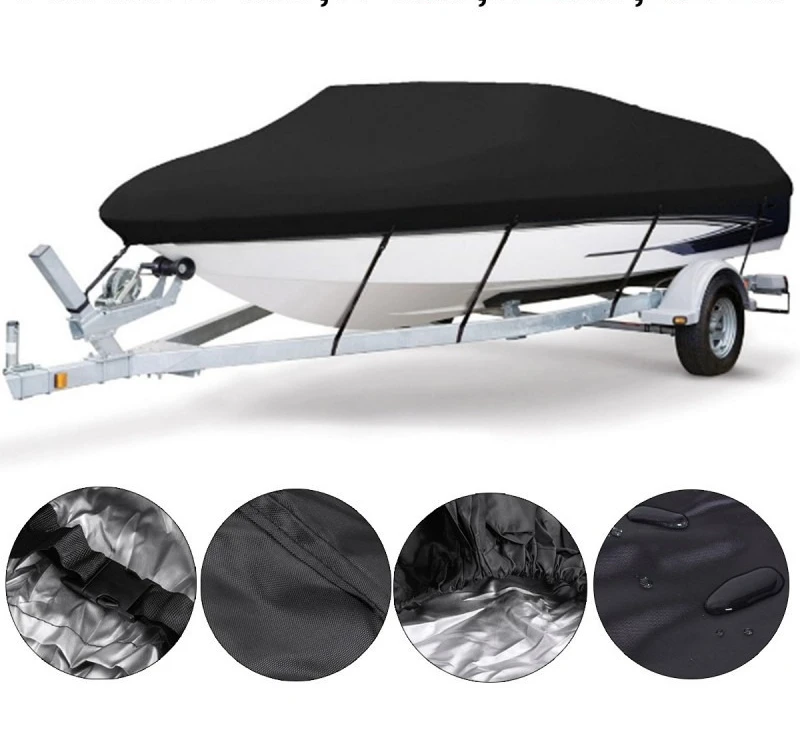 In-Stock 210D Oxford Fabric Waterproof Boat Cover Trailer-Mounted V-Shaped Square Fishing Boat Cover Rain and Sun Protection