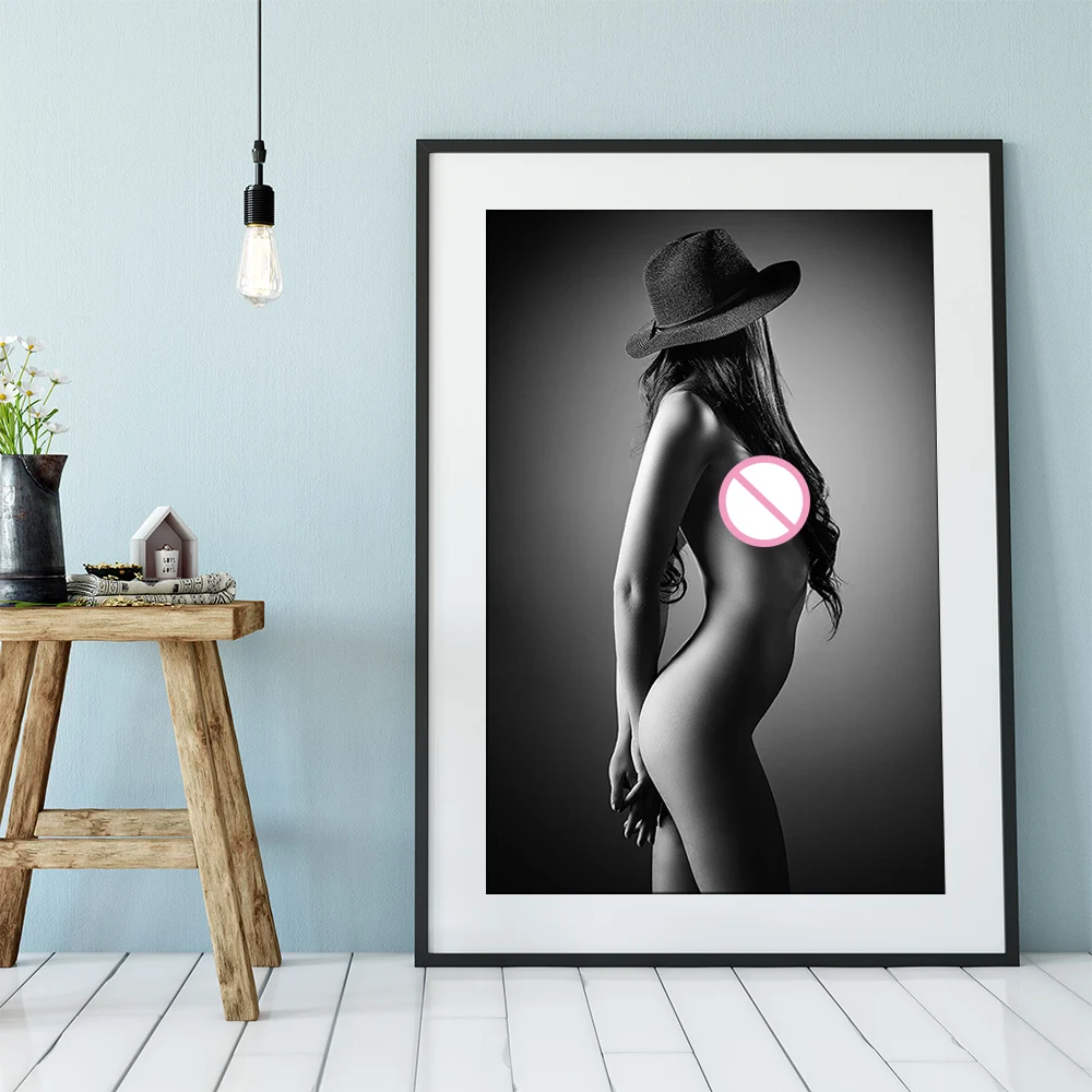 Black and White Artwork Wall Art Canvas Painting A Woman Poster and Print Home Aesthetic Room Decor