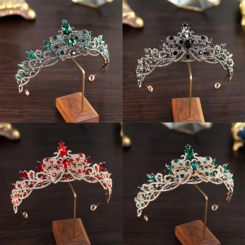 Crown Headwear New Bride Wedding Hair Jewelry Crown Retro Baroque Court Style Queen Crown Unique Bowknot Birthday Crown