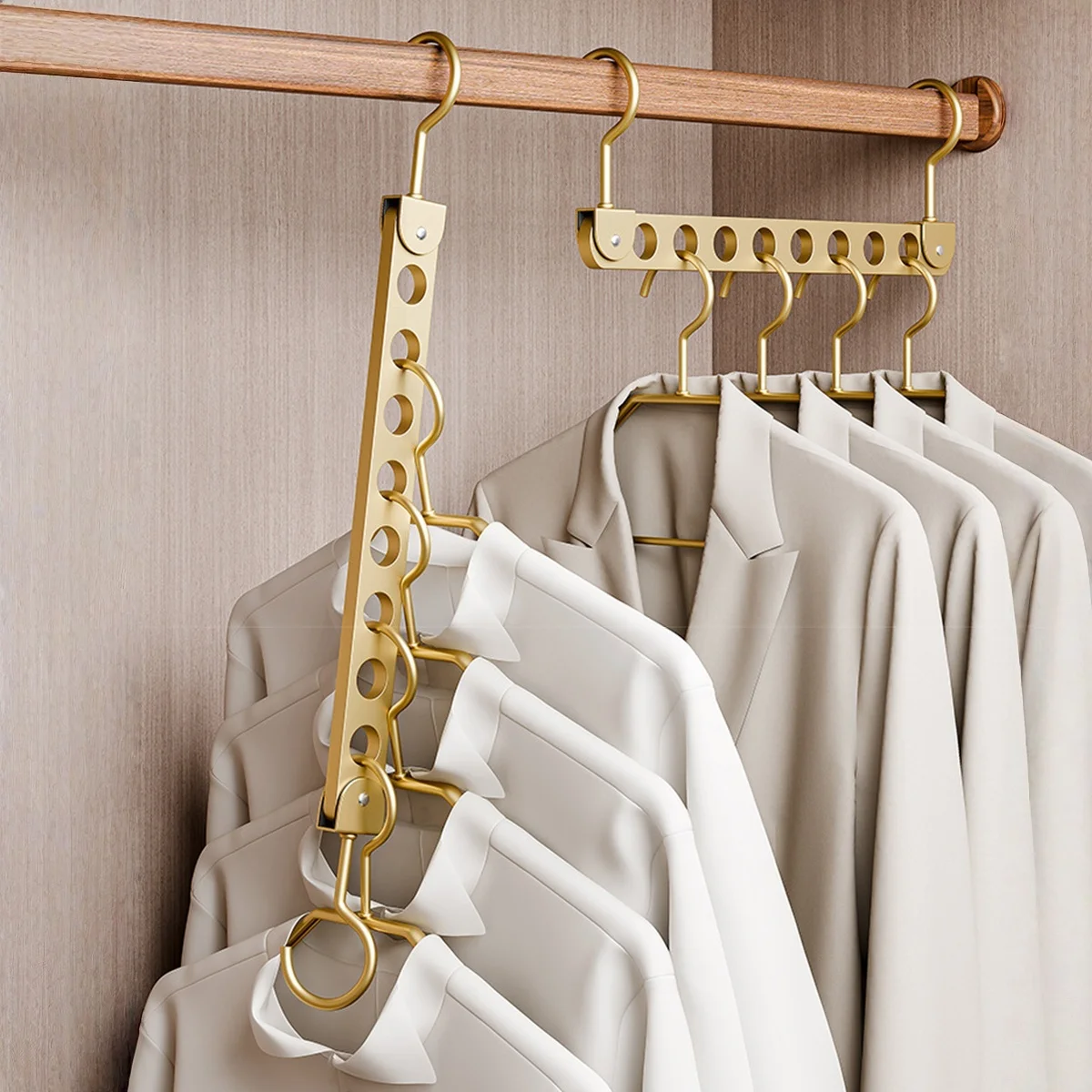 6/8 Holes Space Saving Hangers for Clothes, Collapsible Metal Hangers Organizer, Closet Organizers, Dorm Room Essentials