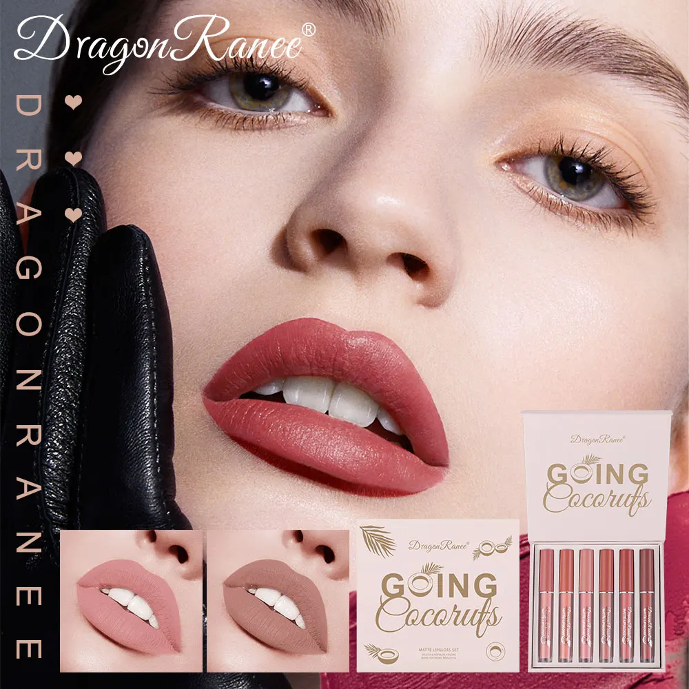 Zestaw sześciu błyszczyków do ust, matowy błyszczyk do ust, wodoodporny, nieblaknący, nieprzywierający błyszczyk do ust, szminka, zestaw błyszczyków do ust na prezent świąteczny