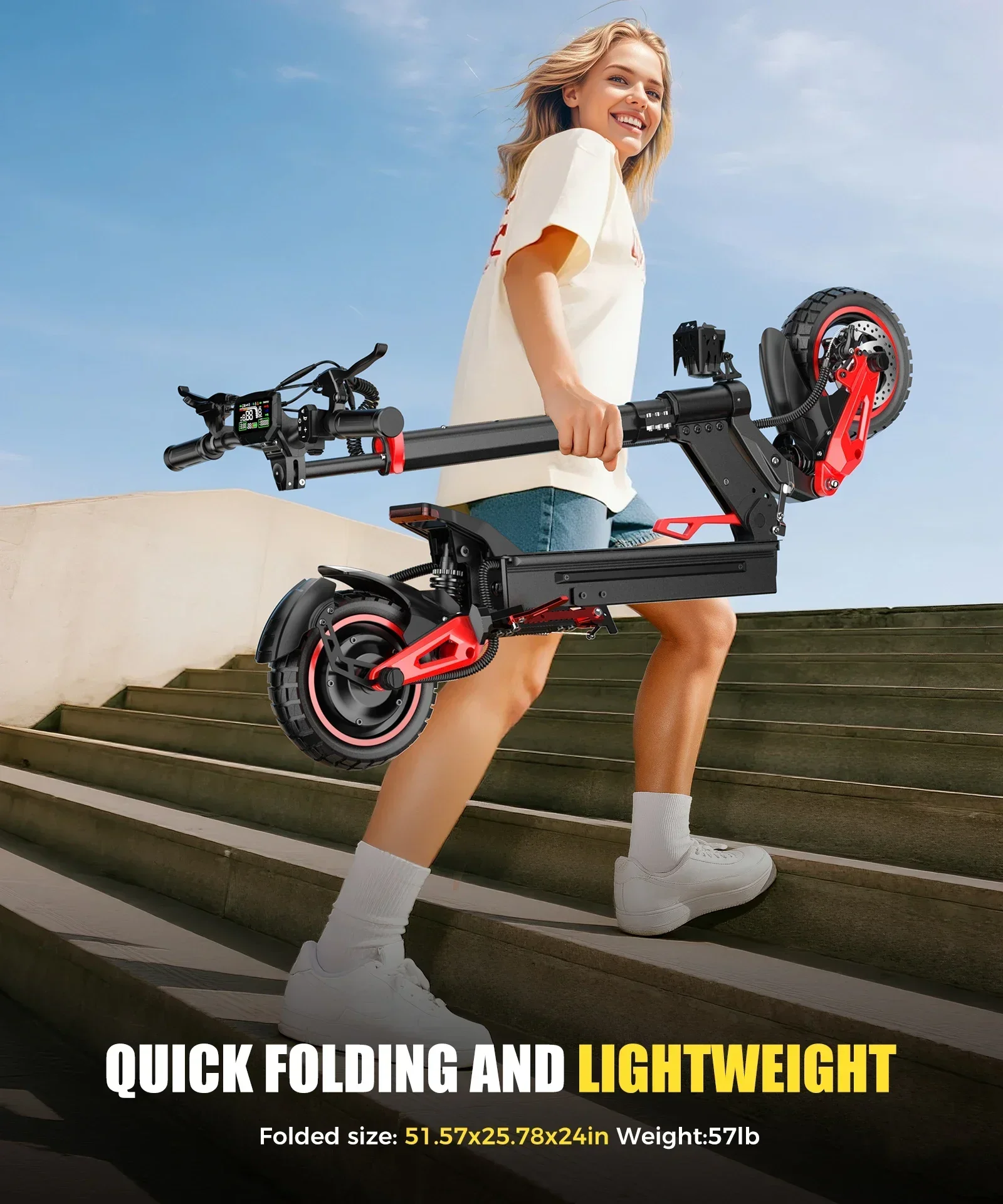 FREEBOY J15 MAX Elektroroller für Erwachsene 48V 18AH Klappbarer E-Scooter 10 Zoll Fat Tire E-Mountain-Scooter – Detail 6