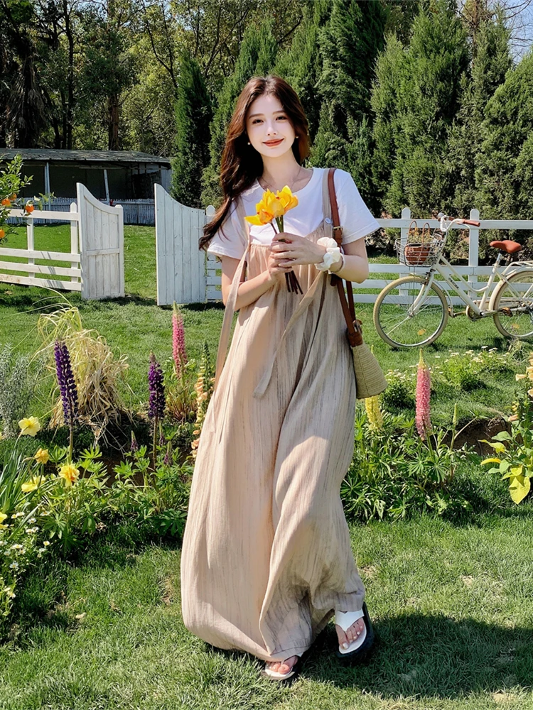 Laid-ba Sle Wide Leg Jumpsuit Women's Summer 2025 New Loose Casual High Waist Long Pants Thin Material Online Exclusive